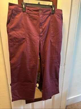 GAP women's burgundy cropped utility trousers